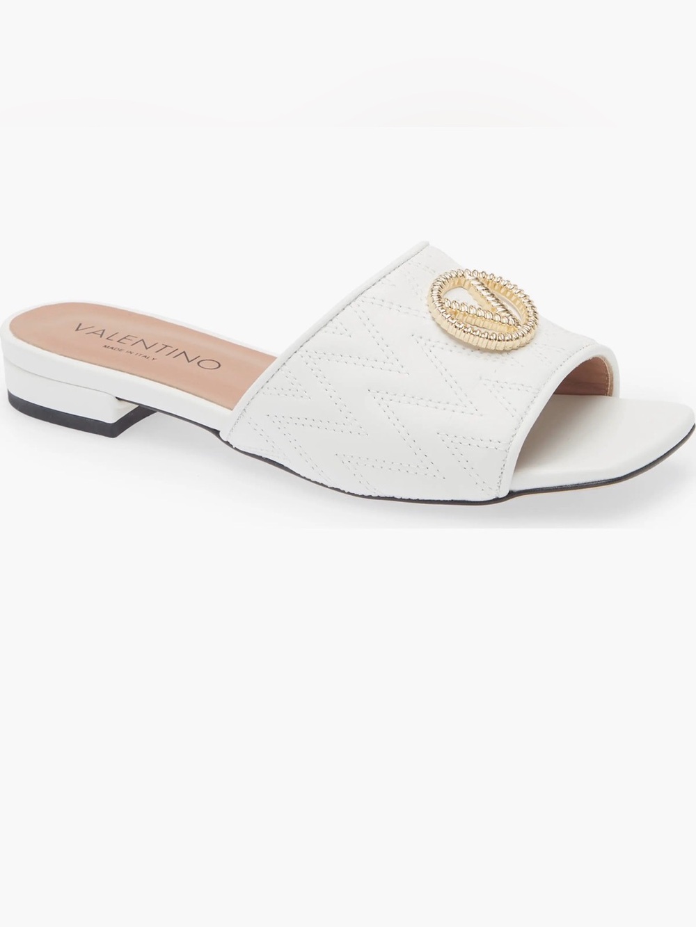 Valentino Afrodite Logo Quilted Leather Slip-on Sandals Size 8 $469.00